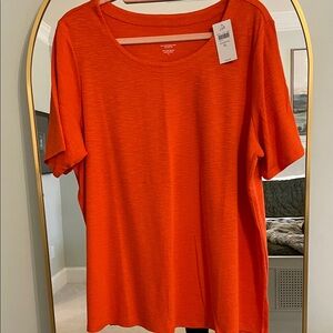 J. Jill Bright Orange Short Sleeve Top